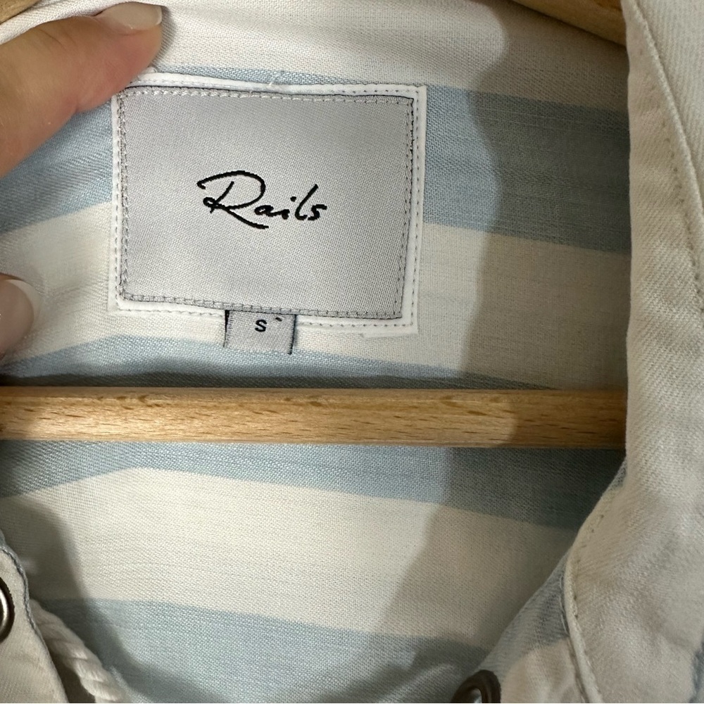 Rails Blue White Block Stripe Relaxed Fit Lace-Up… - image 6